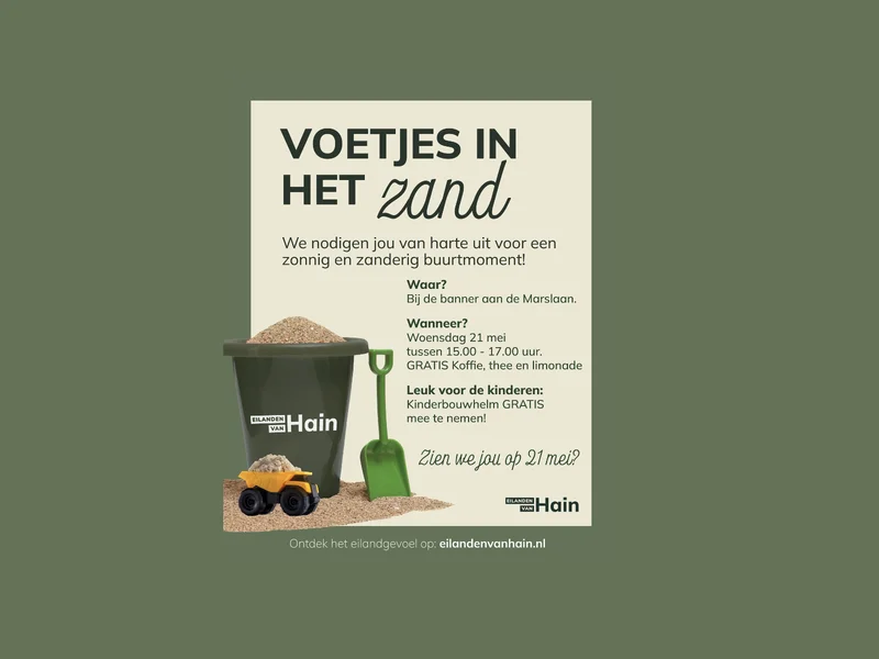 Voetjes in het zand bij de Eilanden van Hain, de bouw gaat van start